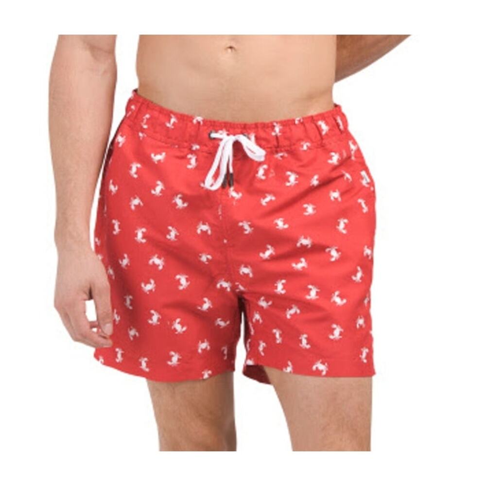ONIA NWT Charles 4" inseam Swim Trunks XL Crabs Red White